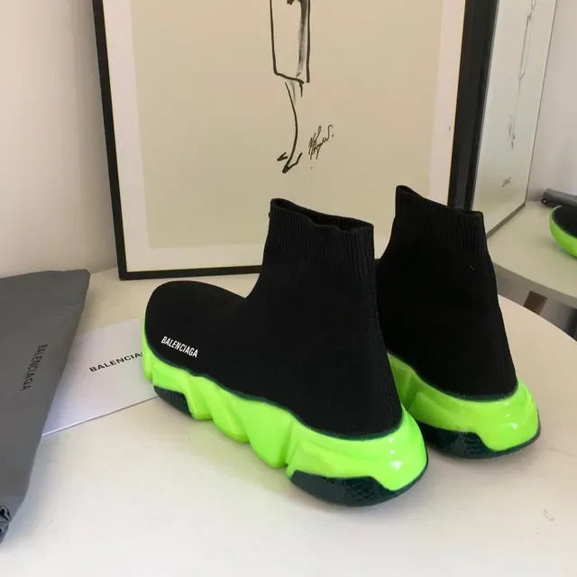 Balenciaga কালো সবুজ সক-ফিট বুননীয় উপর উচ্চ এঙ্কল কলার লাইফস্টাইল স্নিকার 3