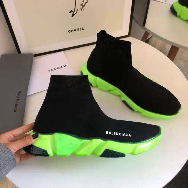Balenciaga কালো সবুজ সক-ফিট বুননীয় উপর উচ্চ এঙ্কল কলার লাইফস্টাইল স্নিকার 4