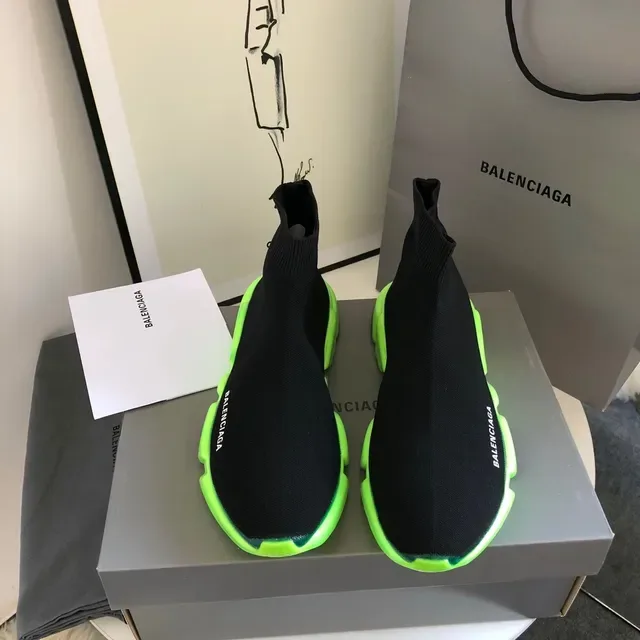 Balenciaga কালো সবুজ সক-ফিট বুননীয় উপর উচ্চ এঙ্কল কলার লাইফস্টাইল স্নিকার 5