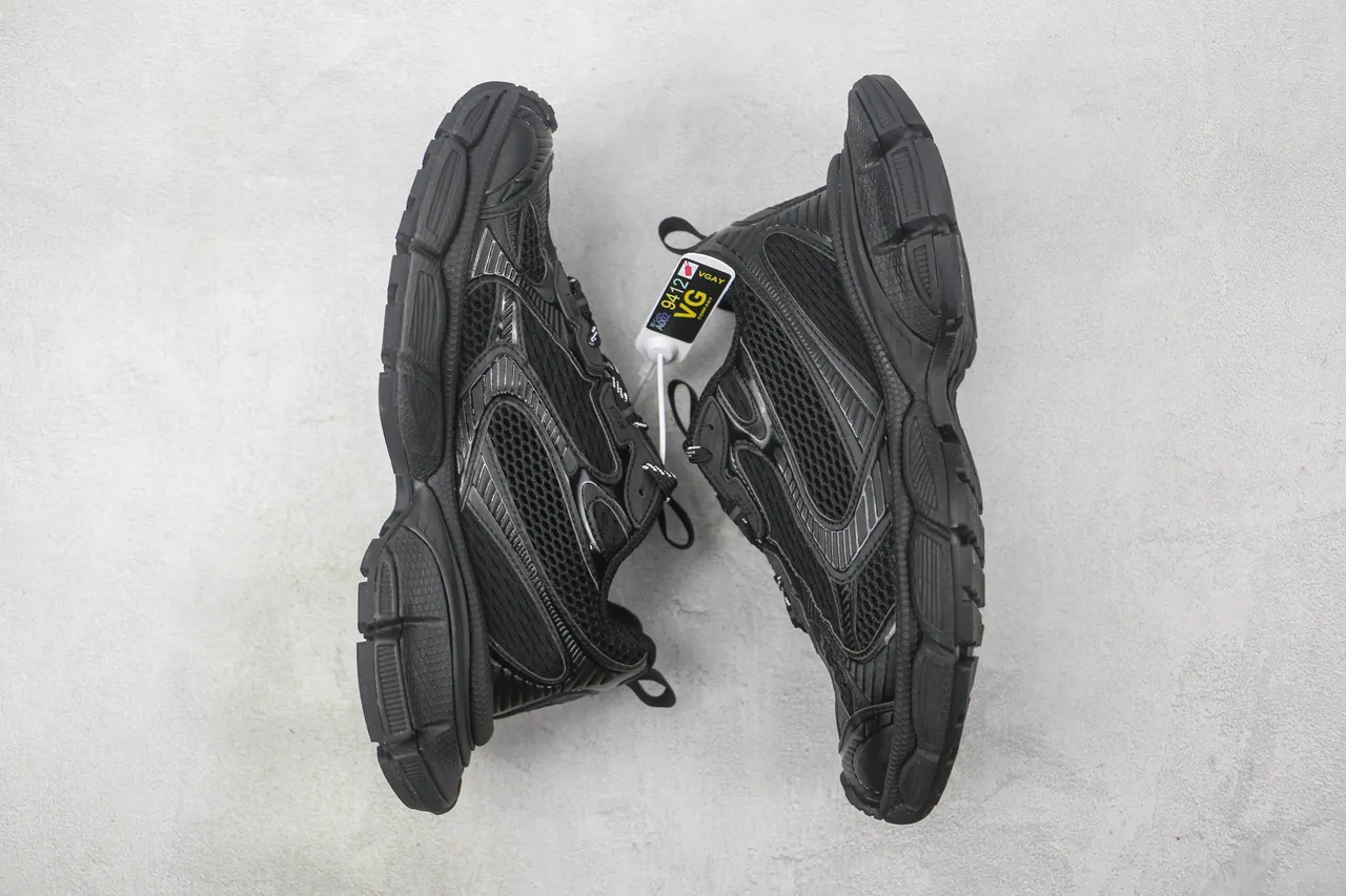 Balenciaga Black Monochrome Mesh And Synthetic Overlay Construction Chunky Sneakers 2