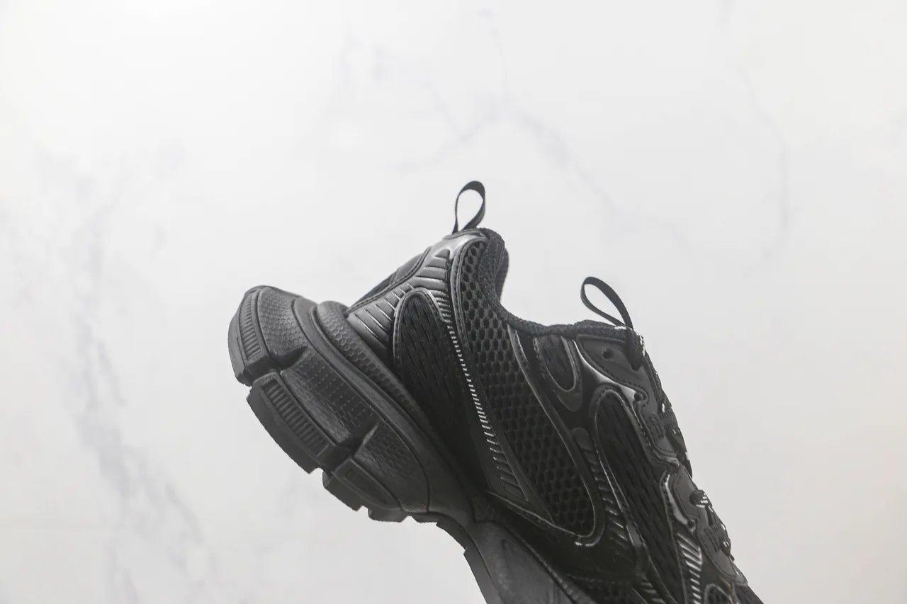 Balenciaga Black Monochrome Mesh And Synthetic Overlay Construction Chunky Sneakers 5