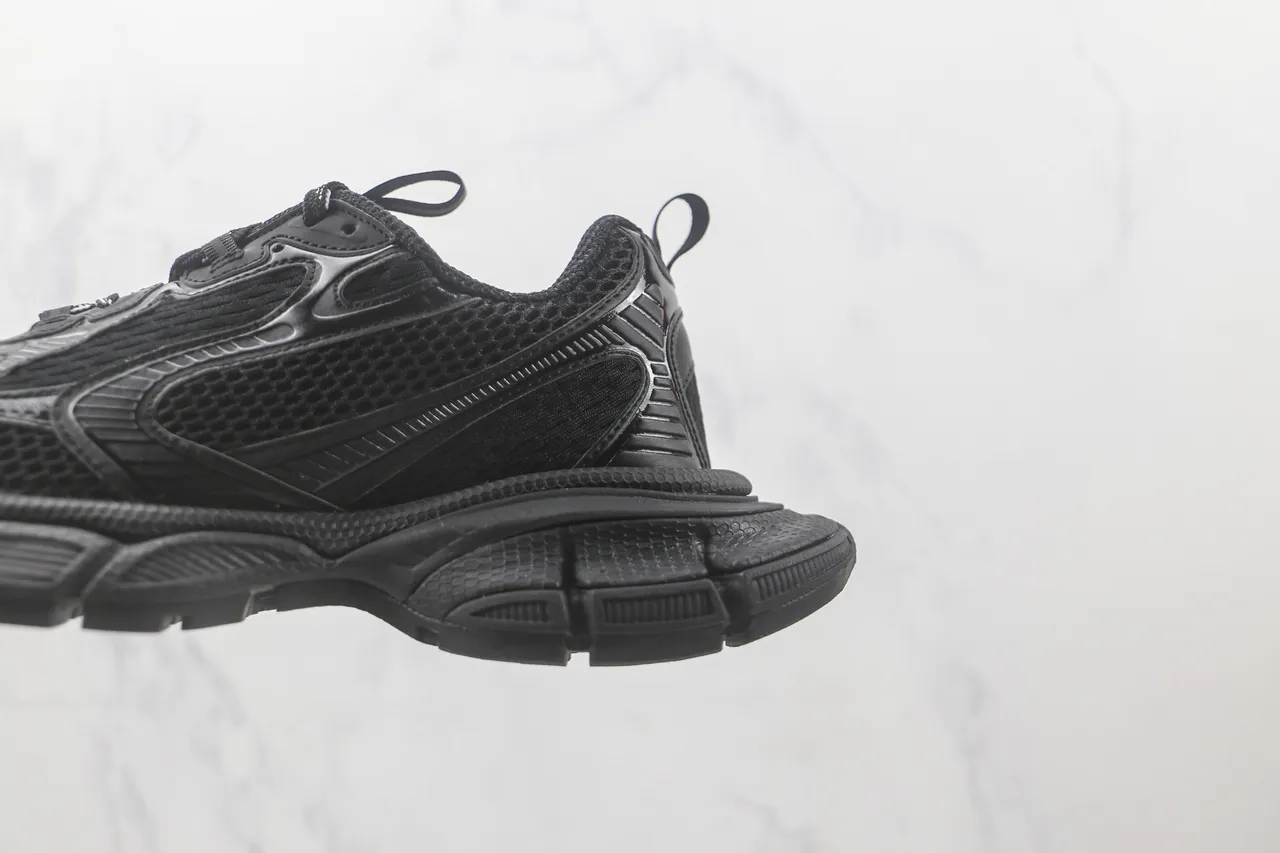 Balenciaga Black Monochrome Mesh And Synthetic Overlay Construction Chunky Sneakers 7