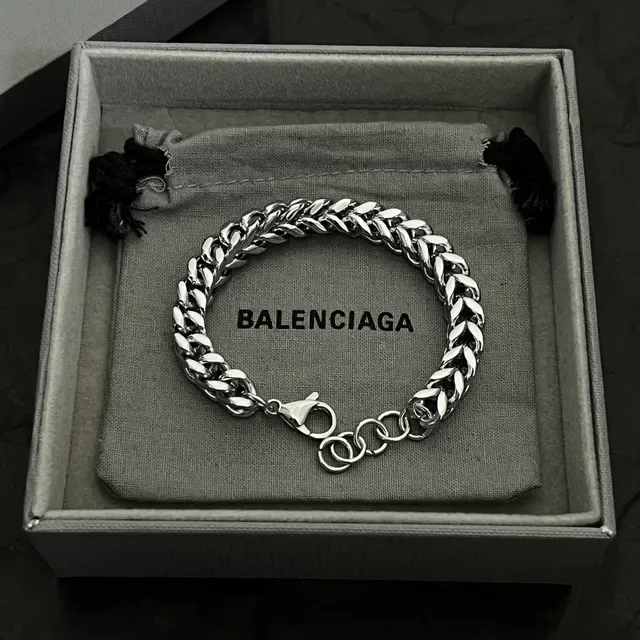 Balenciaga Chunky Curb-Link 银色手链 6