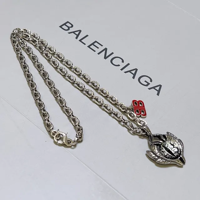 Balenciaga Eye 银色 红色 路障链 图案 吊坠 项链 3