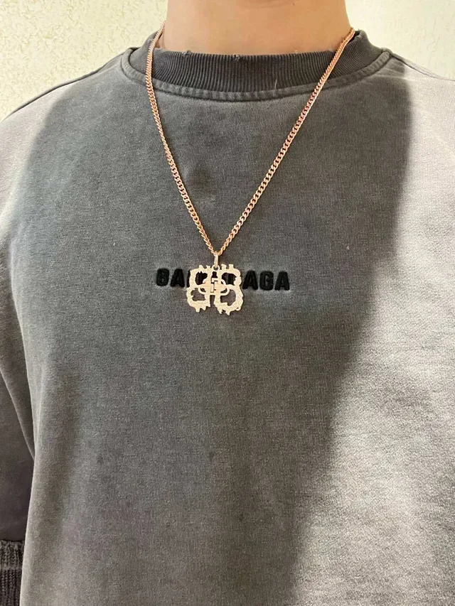 Balenciaga Flower BB Pendant Rose-Gold Chain Necklace 5
