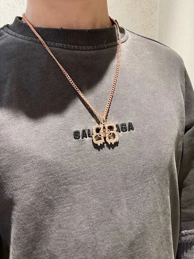 Balenciaga Flower BB Pendant Rose-Gold Chain Necklace 8