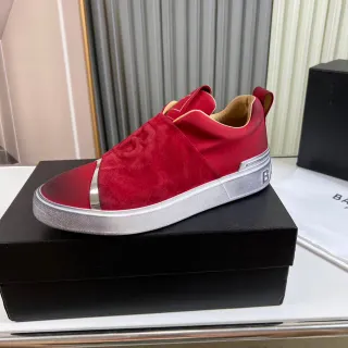 Balenciaga Red Silver Slip-On Suede Upper Lifestyle Sneakers