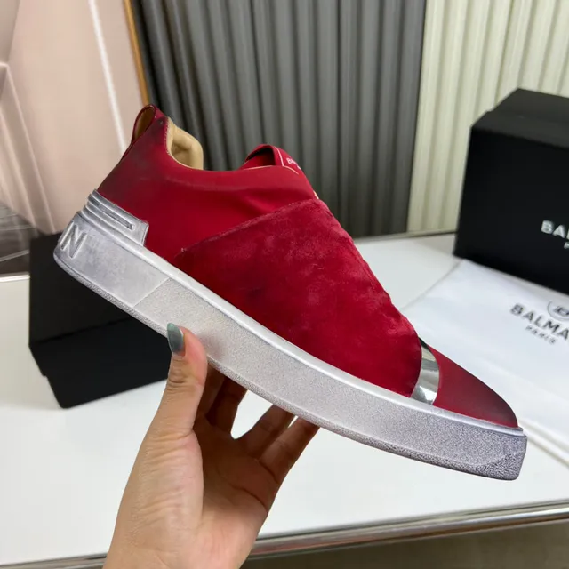 Balenciaga Rouge Argent Slip-On Daim Supérieur Lifestyle Sneakers 4