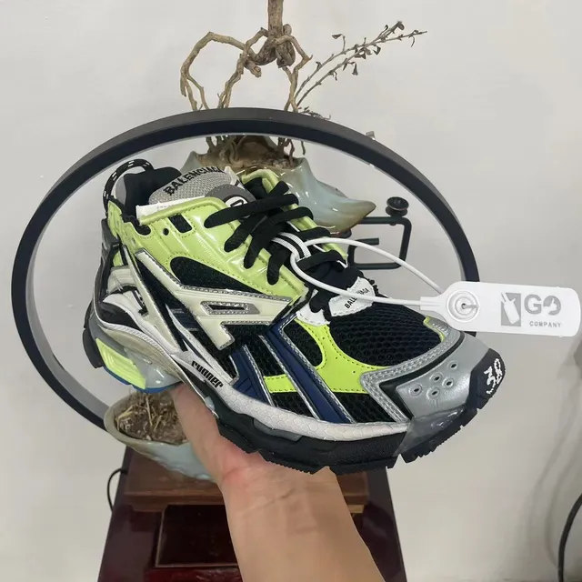 Balenciaga Runner Lime Green Black White Navy Chunky Sneakers 6