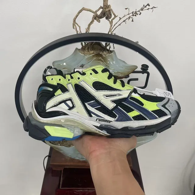 Balenciaga Runner Lime Green Black White Navy Chunky Sneakers 7