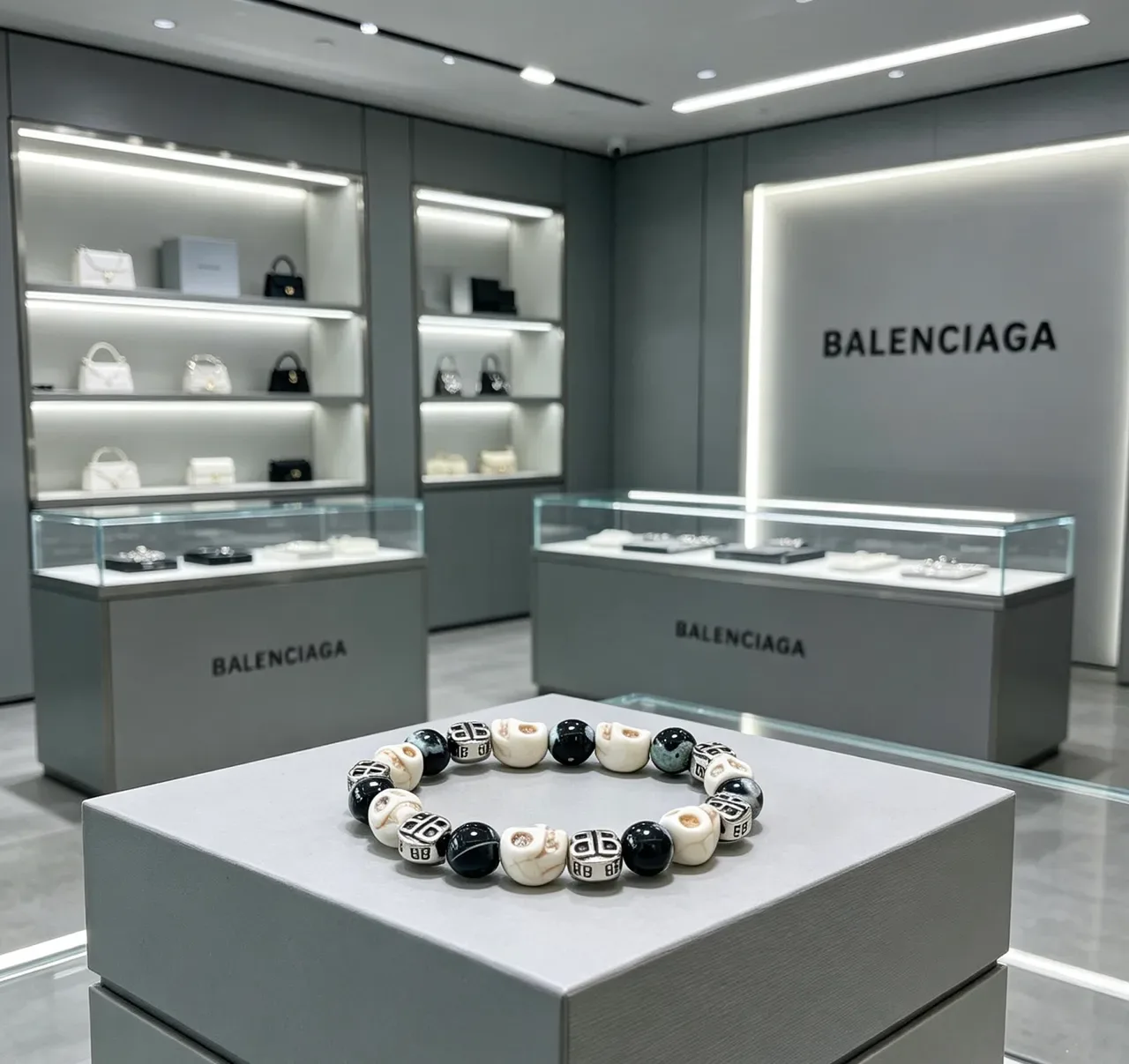 Balenciaga खोपड़ी और BB Monogram मोती कंगन 4