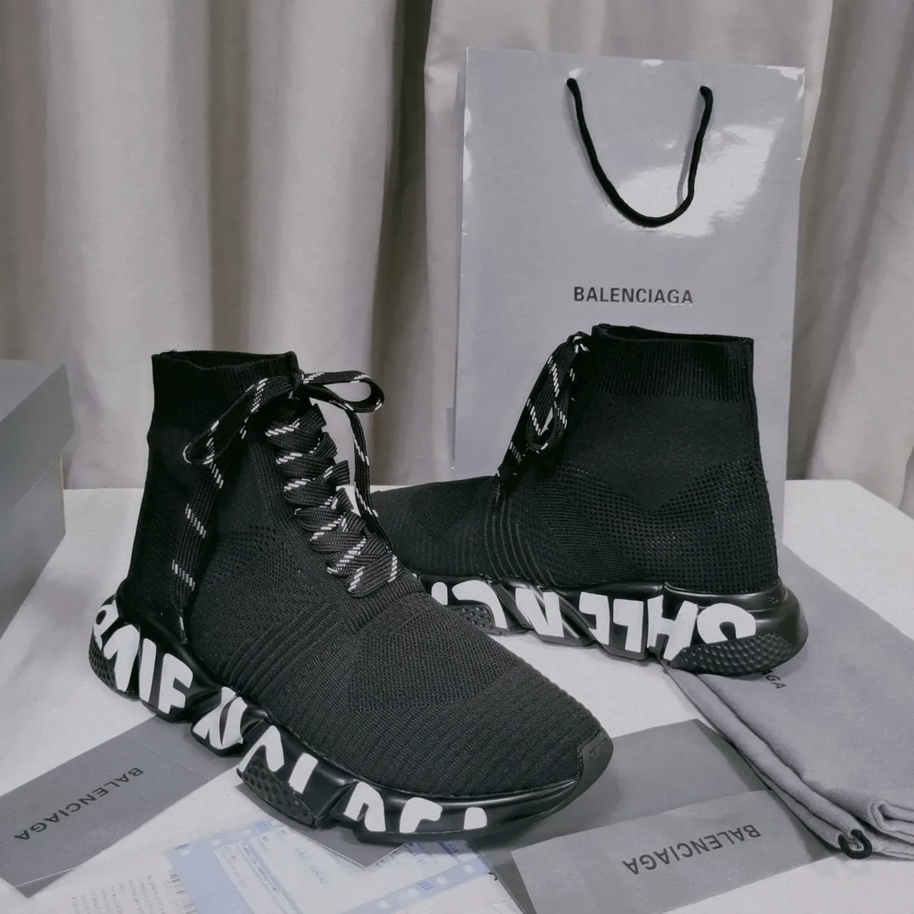 Balenciaga Speed Trainer Black Knit Chunky Sneakers 2