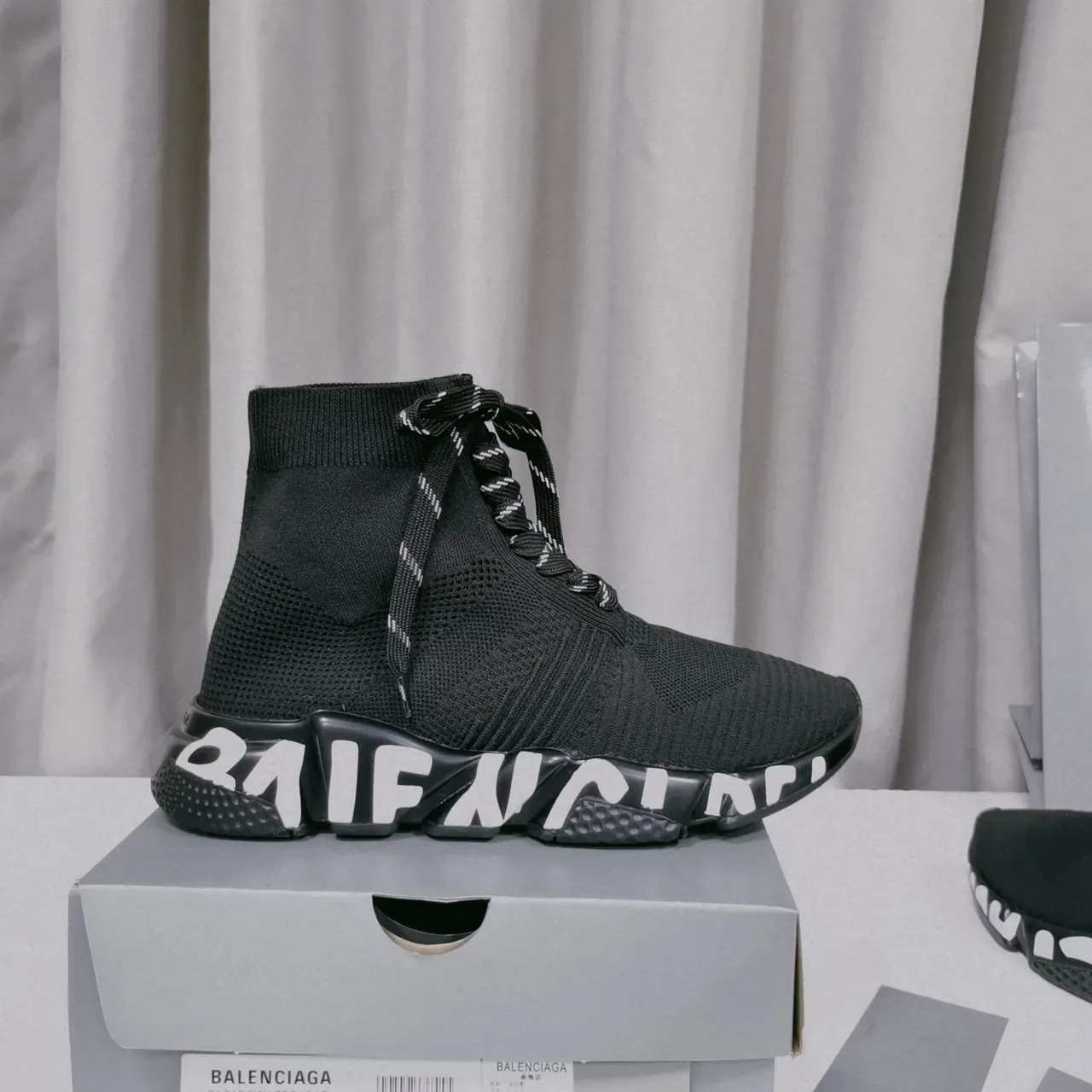 Balenciaga Speed Trainer Black Knit Chunky Sneakers 3