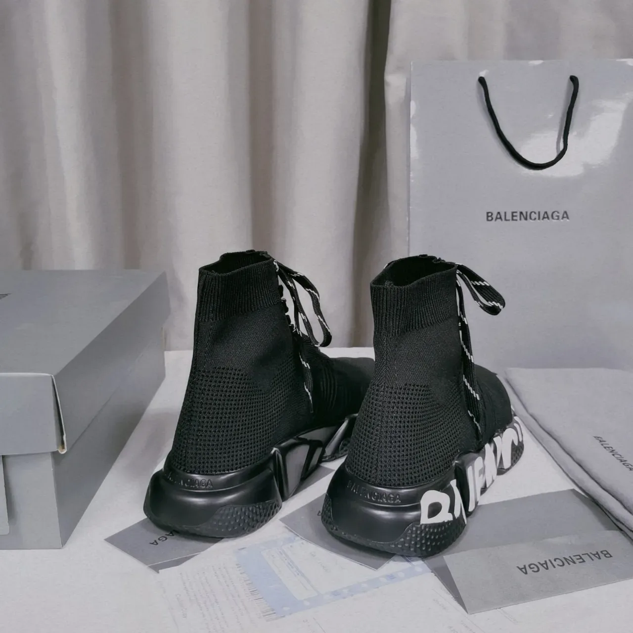 Balenciaga Speed Trainer Black Knit Chunky Sneakers 6