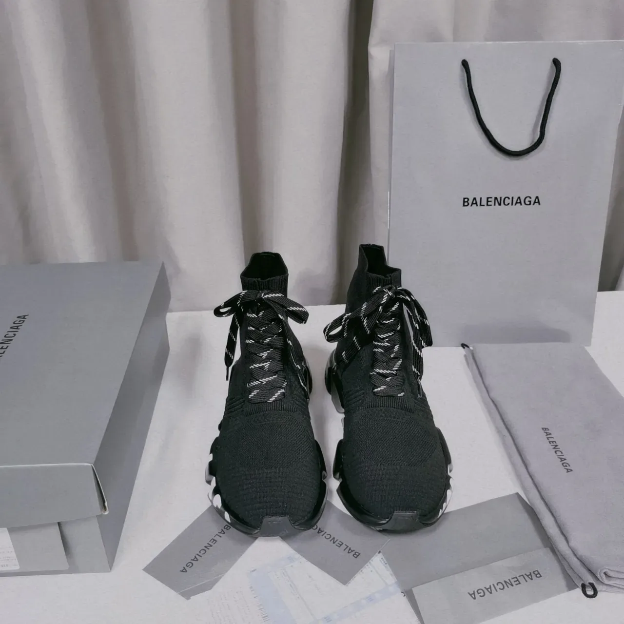 Balenciaga Speed Trainer Black Knit Chunky Sneakers 7