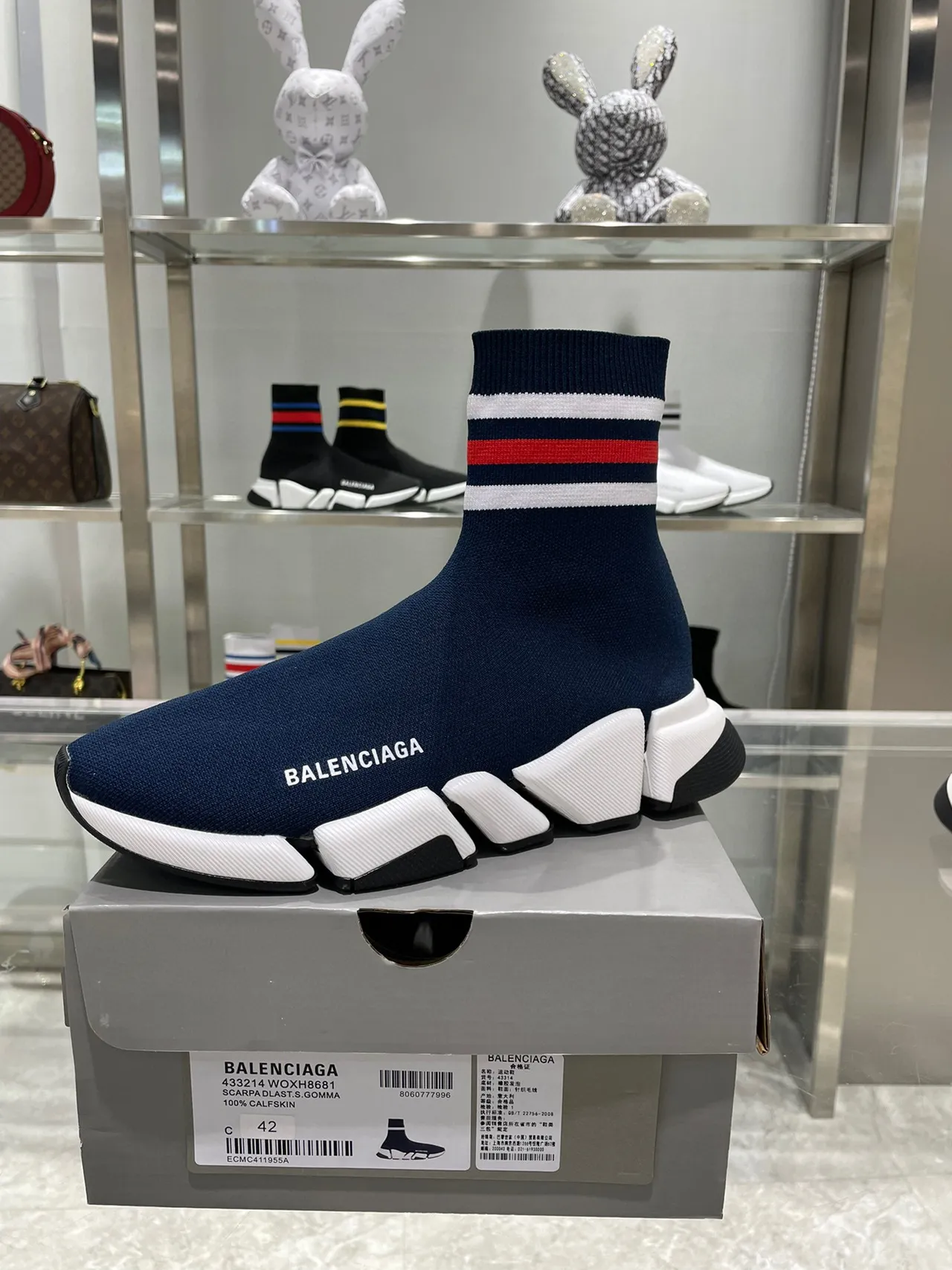 Balenciaga Speed Trainer Azul Marinho Sock-Fit Estilo de Vida Tênis 3