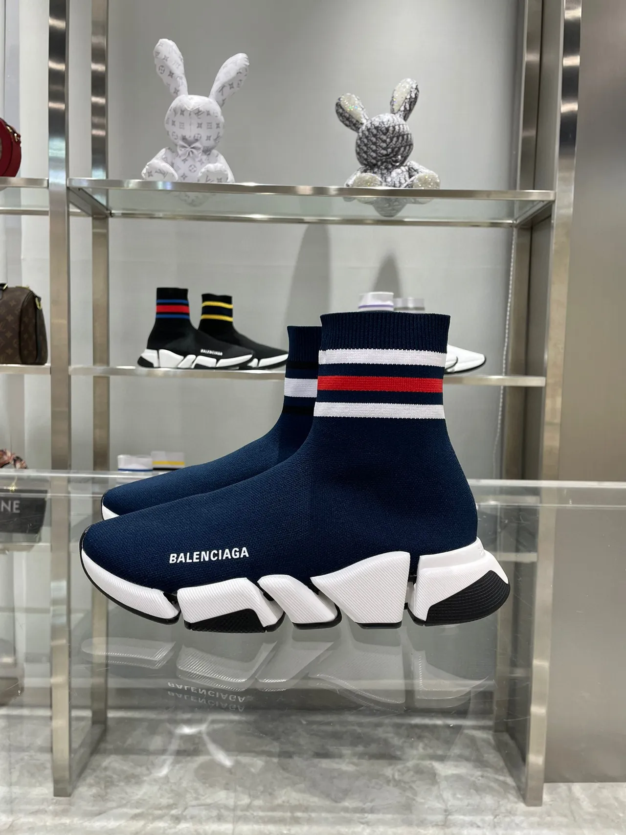 Balenciaga Speed Trainer Azul Marinho Sock-Fit Estilo de Vida Tênis 6