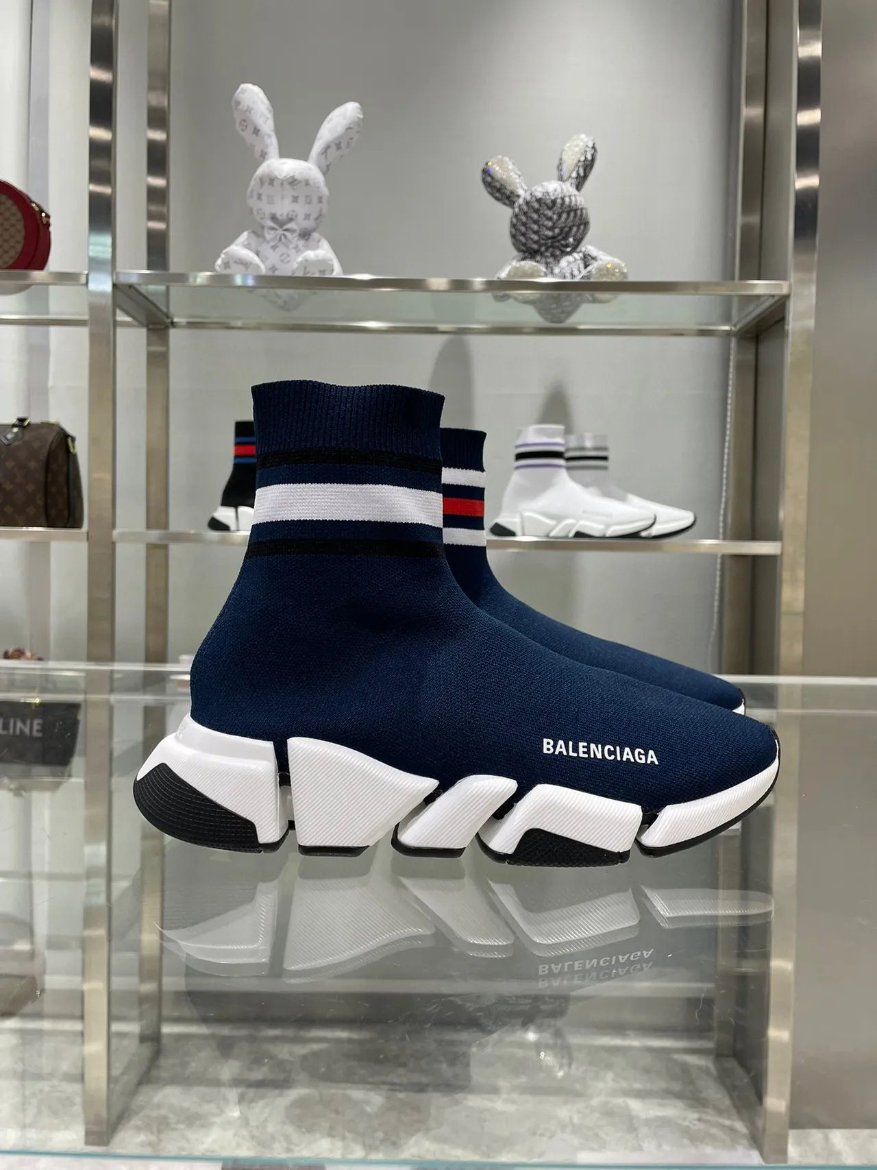 Balenciaga Speed Trainer Azul Marinho Sock-Fit Estilo de Vida Tênis 8