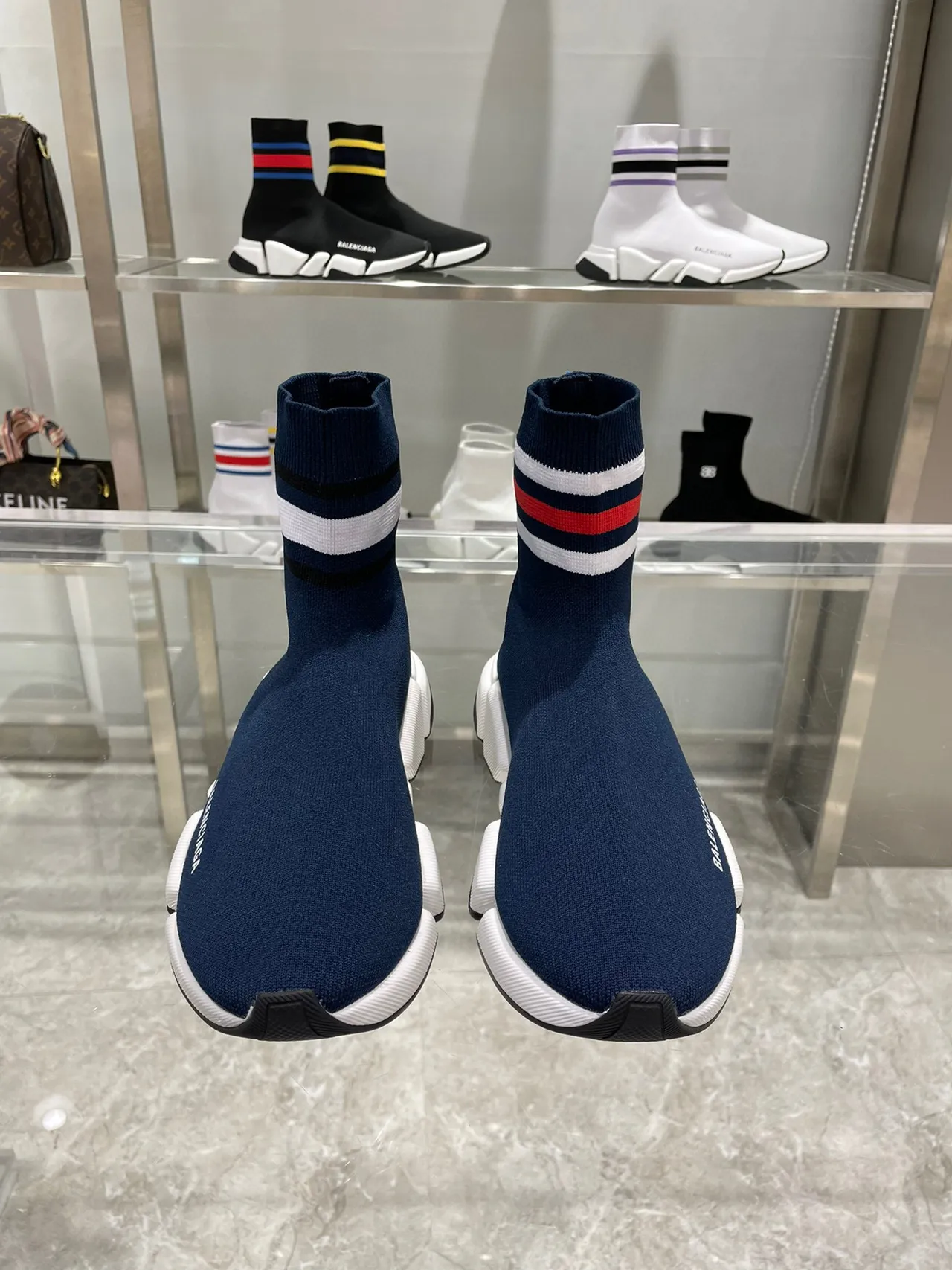 Balenciaga Speed Trainer Azul Marinho Sock-Fit Estilo de Vida Tênis 9