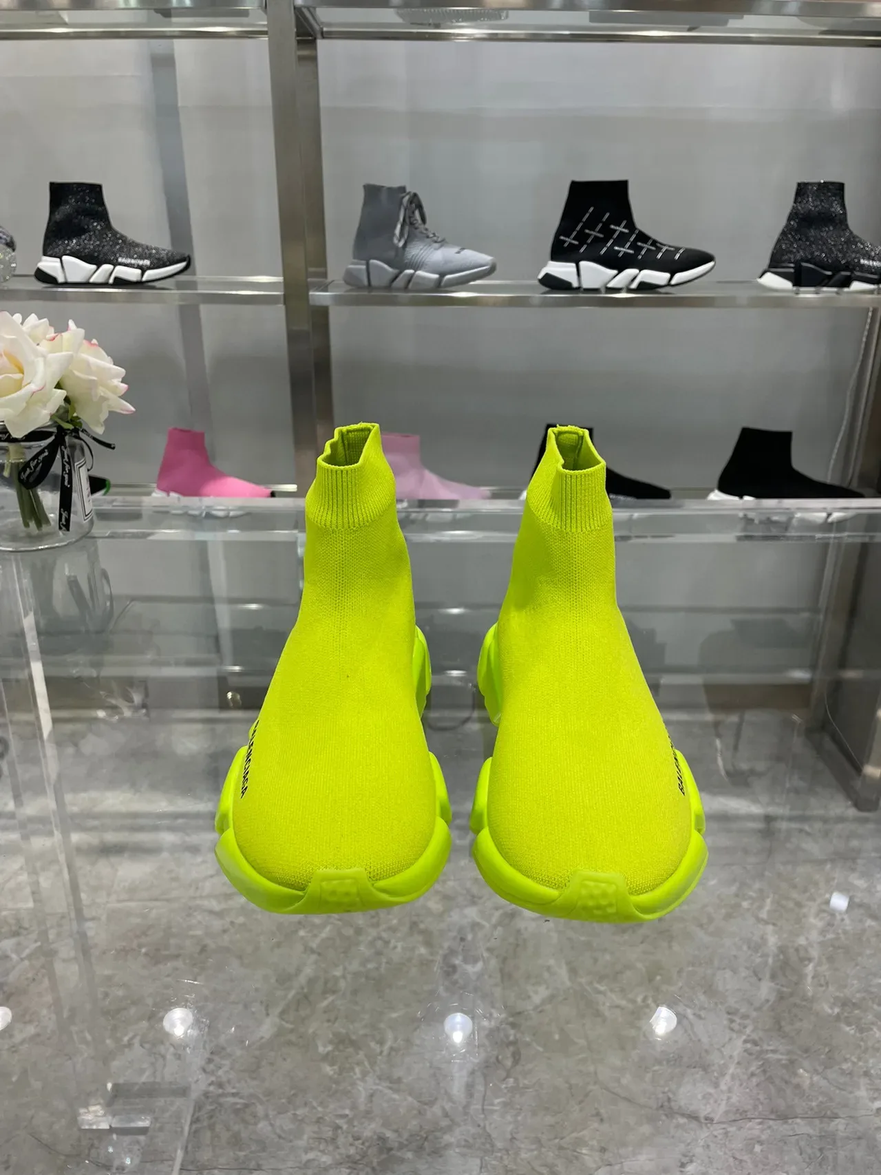 Balenciaga Speed Trainer Neon Yellow حذاء أسلوب حياة 8