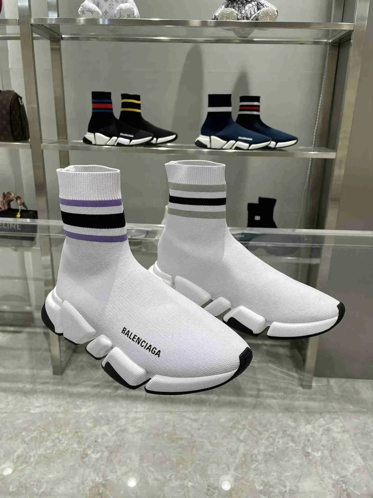 Balenciaga Speed Trainer White Black Purple Sock-Fit লাইফস্টাইল স্নিকার 2
