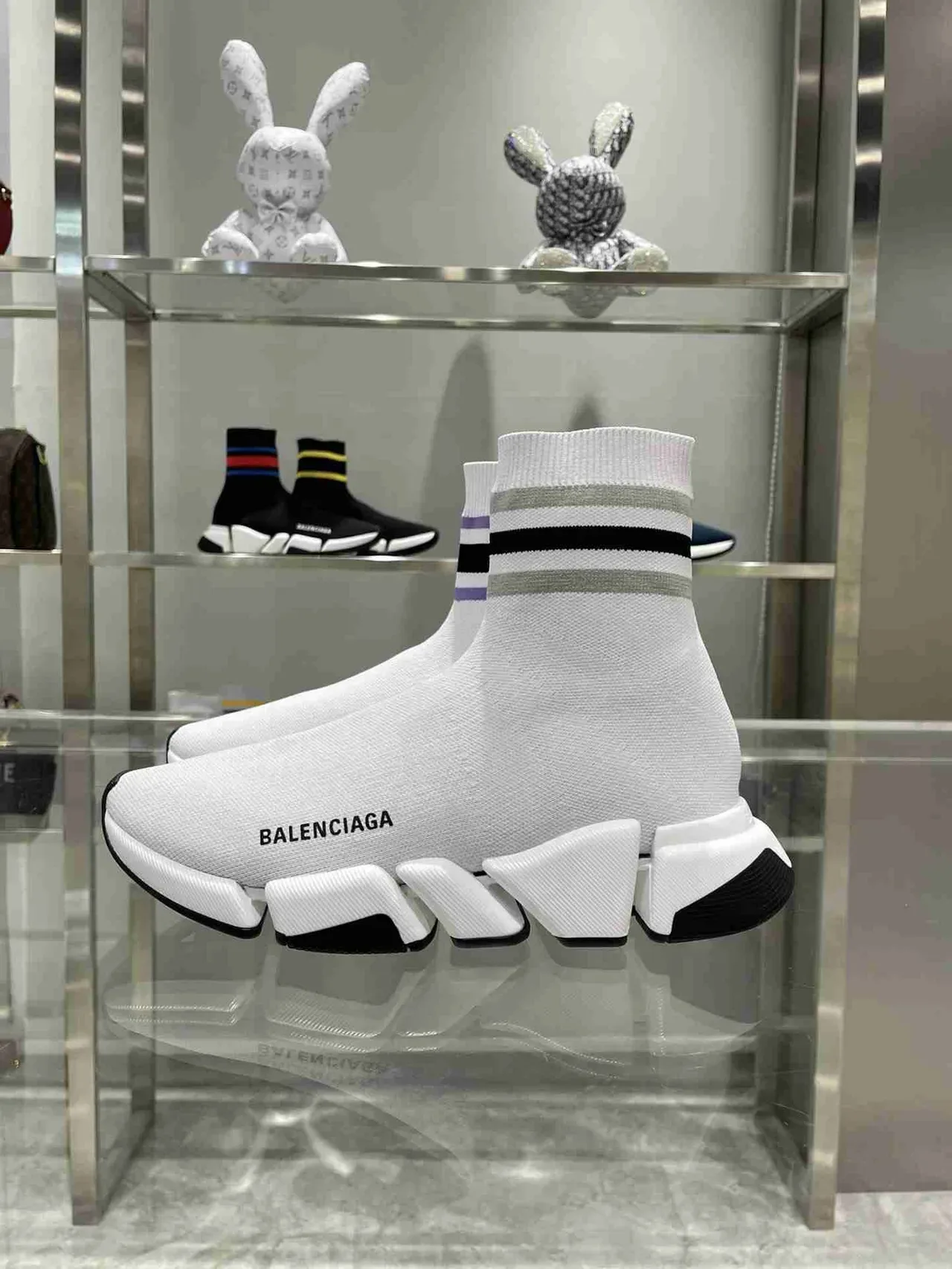 Balenciaga Speed Trainer White Black Purple Sock-Fit লাইফস্টাইল স্নিকার 7