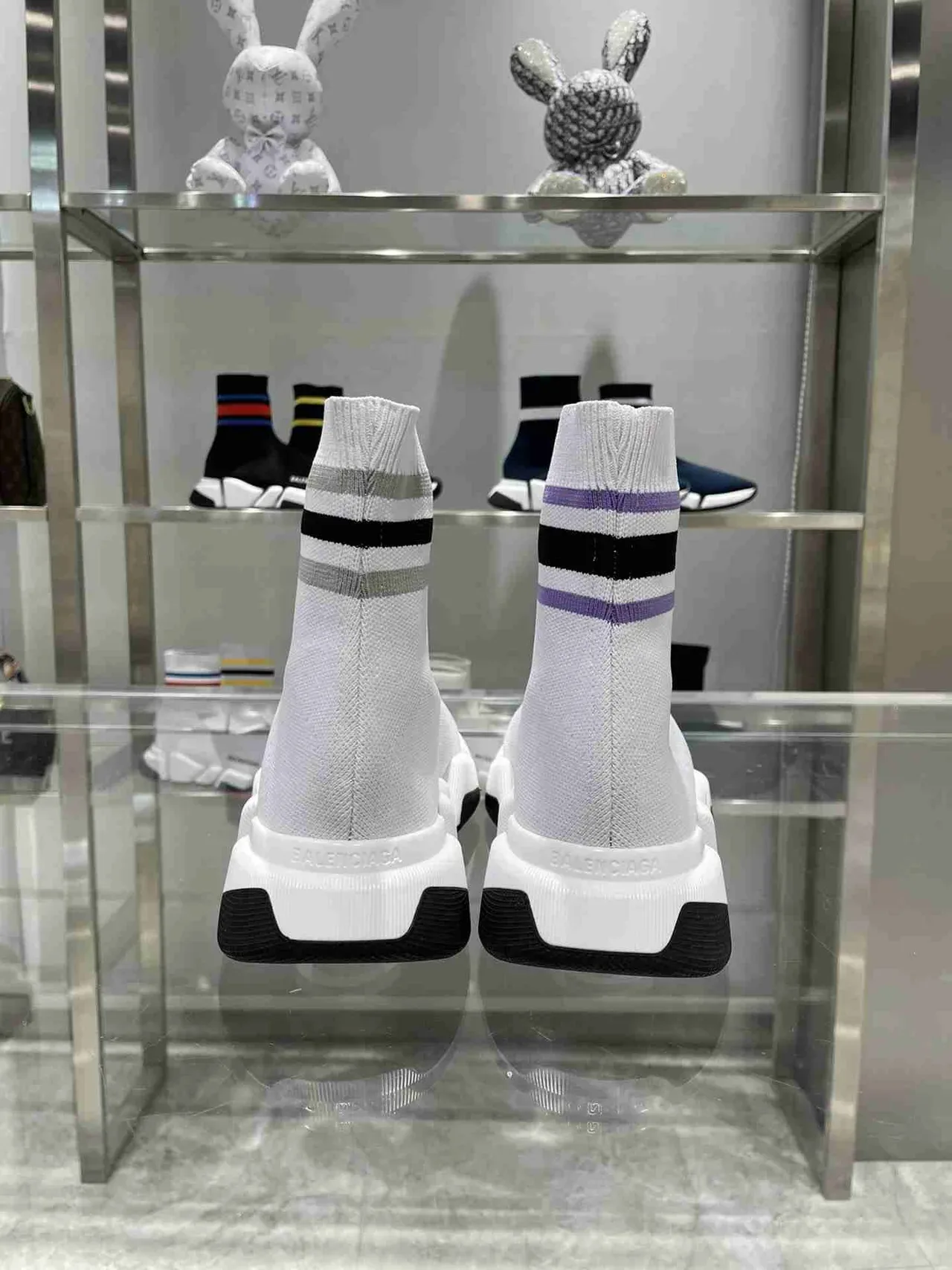 Balenciaga Speed Trainer White Black Purple Sock-Fit লাইফস্টাইল স্নিকার 8
