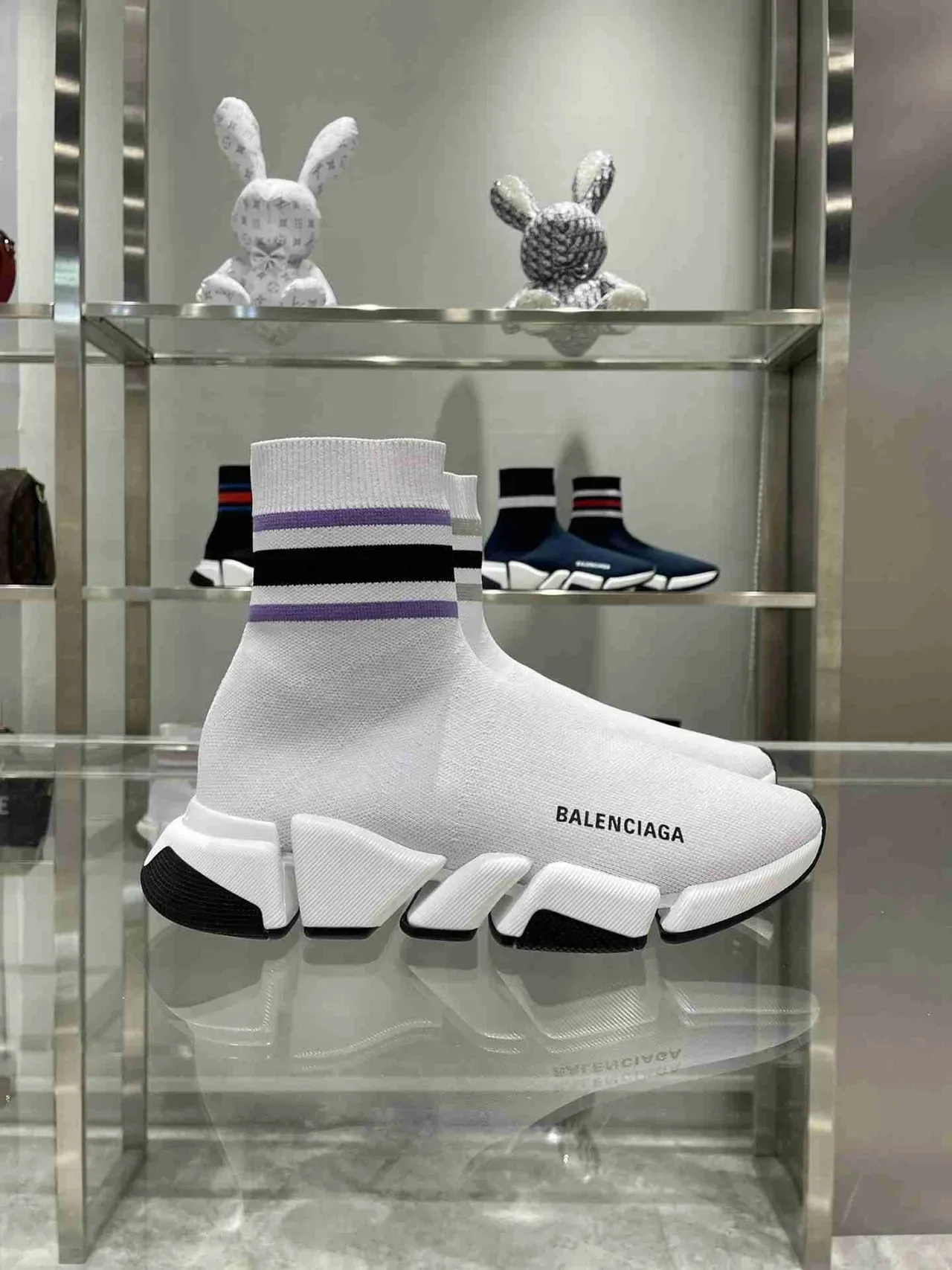 Balenciaga Speed Trainer White Black Purple Sock-Fit লাইফস্টাইল স্নিকার 9
