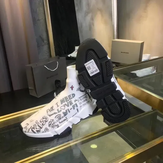 Balenciaga Speed Trainer Zapatillas Lifestyle Blancas Graffiti-Print 3