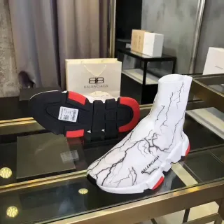 Balenciaga Speed Trainer White Marble Crack Print Lifestyle Sneakers