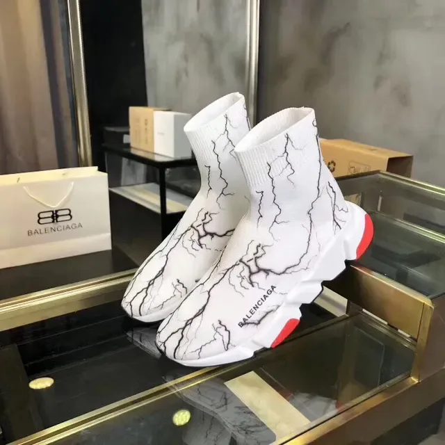Balenciaga Speed Trainer सफेद मार्बल क्रैक प्रिंट लाइफस्टाइल स्नीकर 2