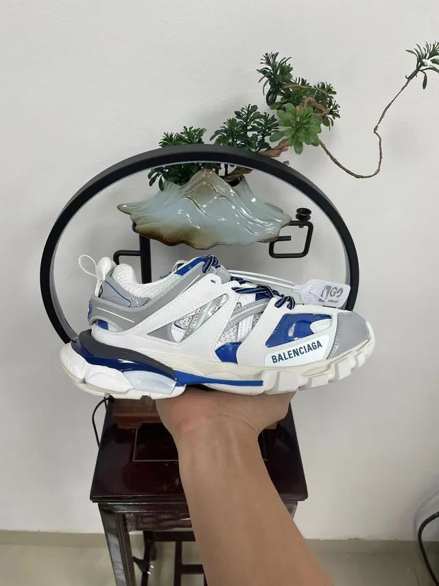 Balenciaga Track Trainer White Blue Gray Chunky Sneakers 6