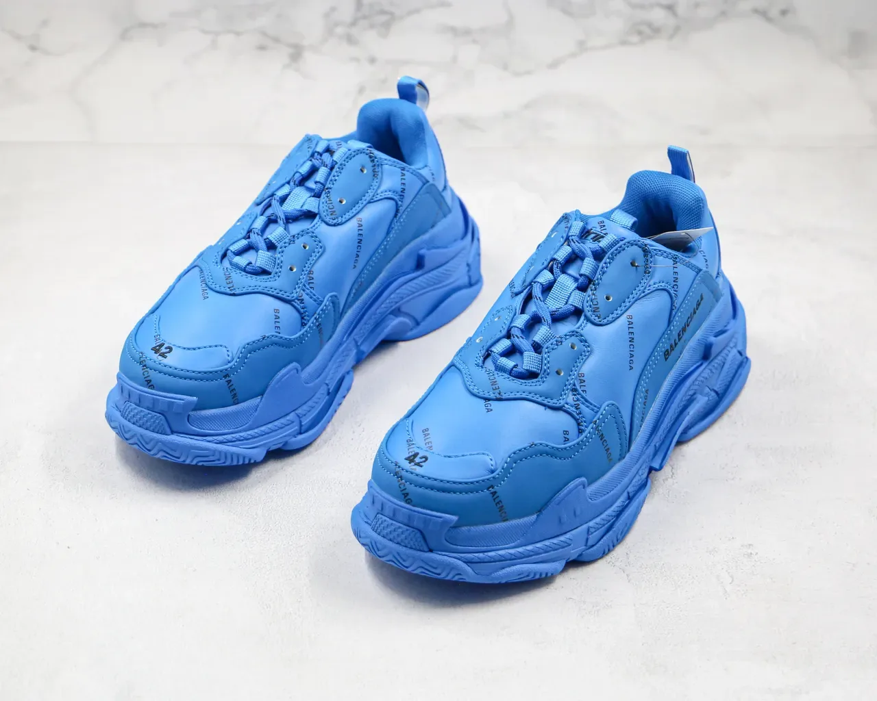 Balenciaga Triple S Sneakers Chunky Bleu Monochromatique 9