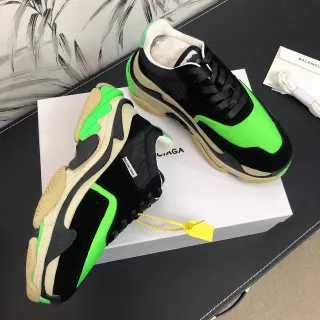 Balenciaga Triple S Neon Green Black Chunky Sneakers