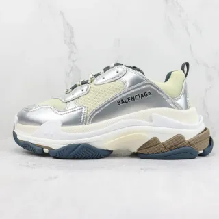 Balenciaga Triple S Silver and Pale Yellow Chunky Sneakers