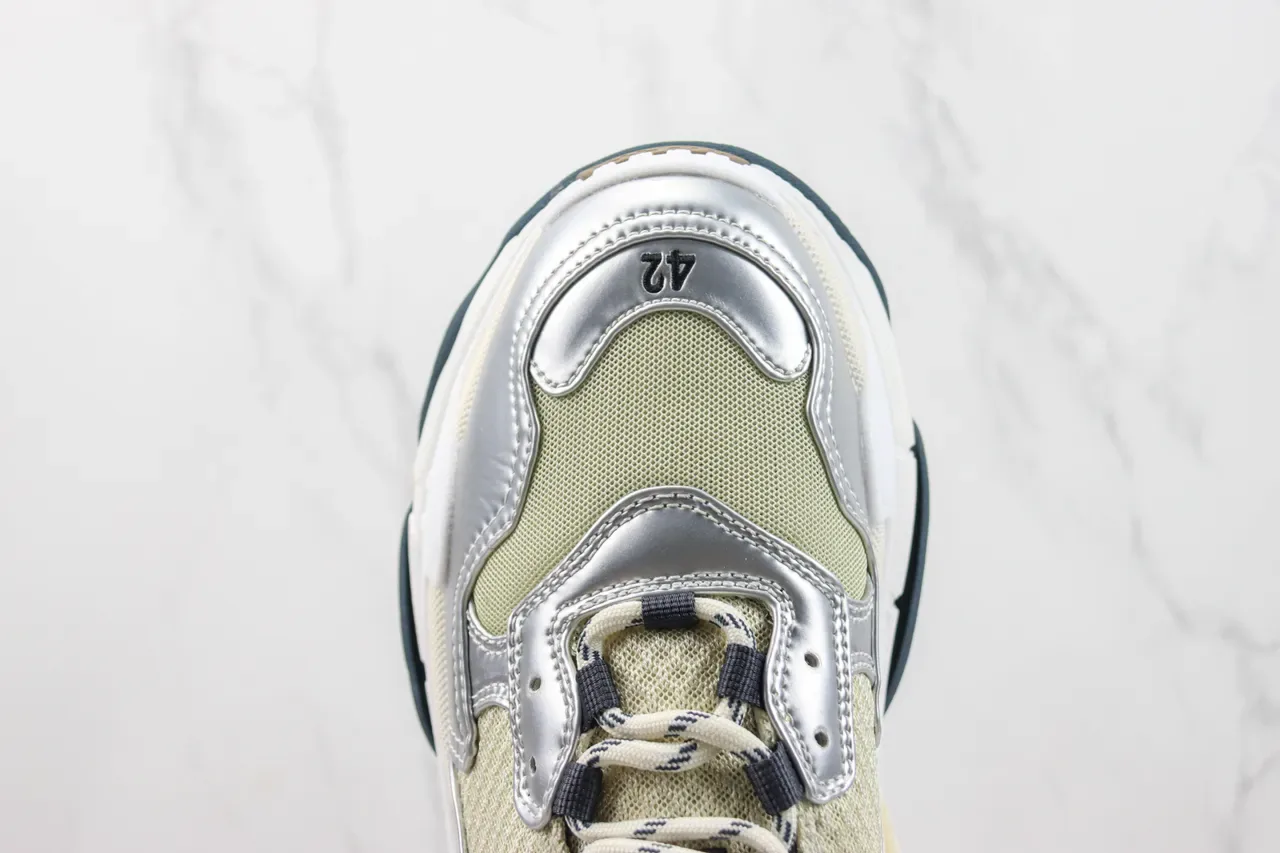 Balenciaga Triple S Silver and Pale Yellow Chunky Sneakers 6