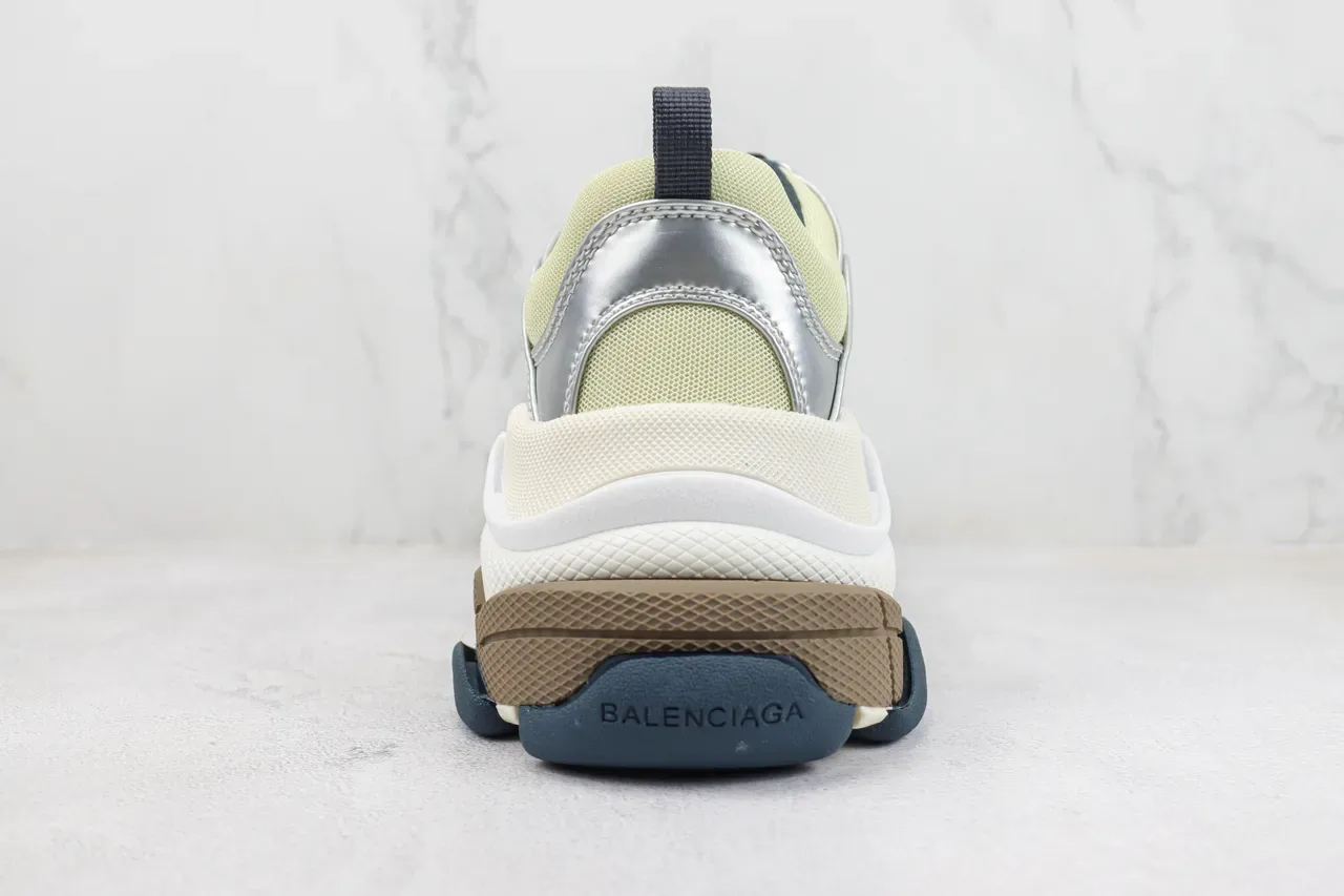 Balenciaga Triple S Silver and Pale Yellow Chunky Sneakers 9