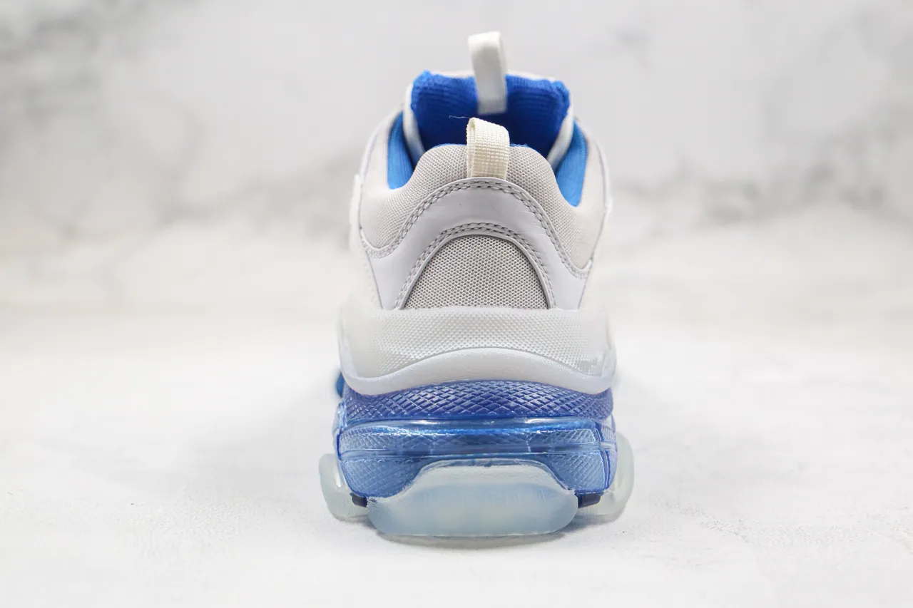 Balenciaga Triple S حذاء رياضي سميك أبيض وأزرق 3