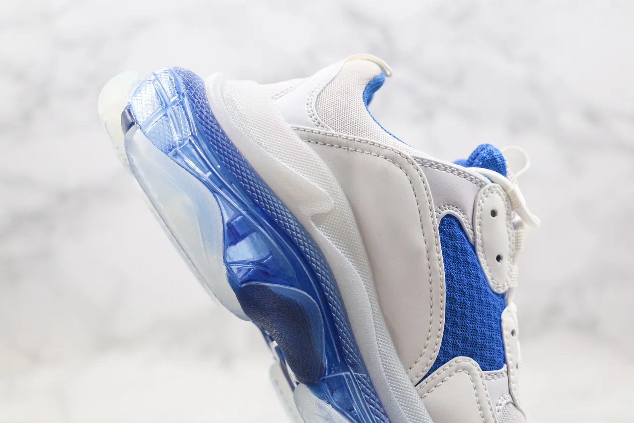 Balenciaga Triple S حذاء رياضي سميك أبيض وأزرق 4