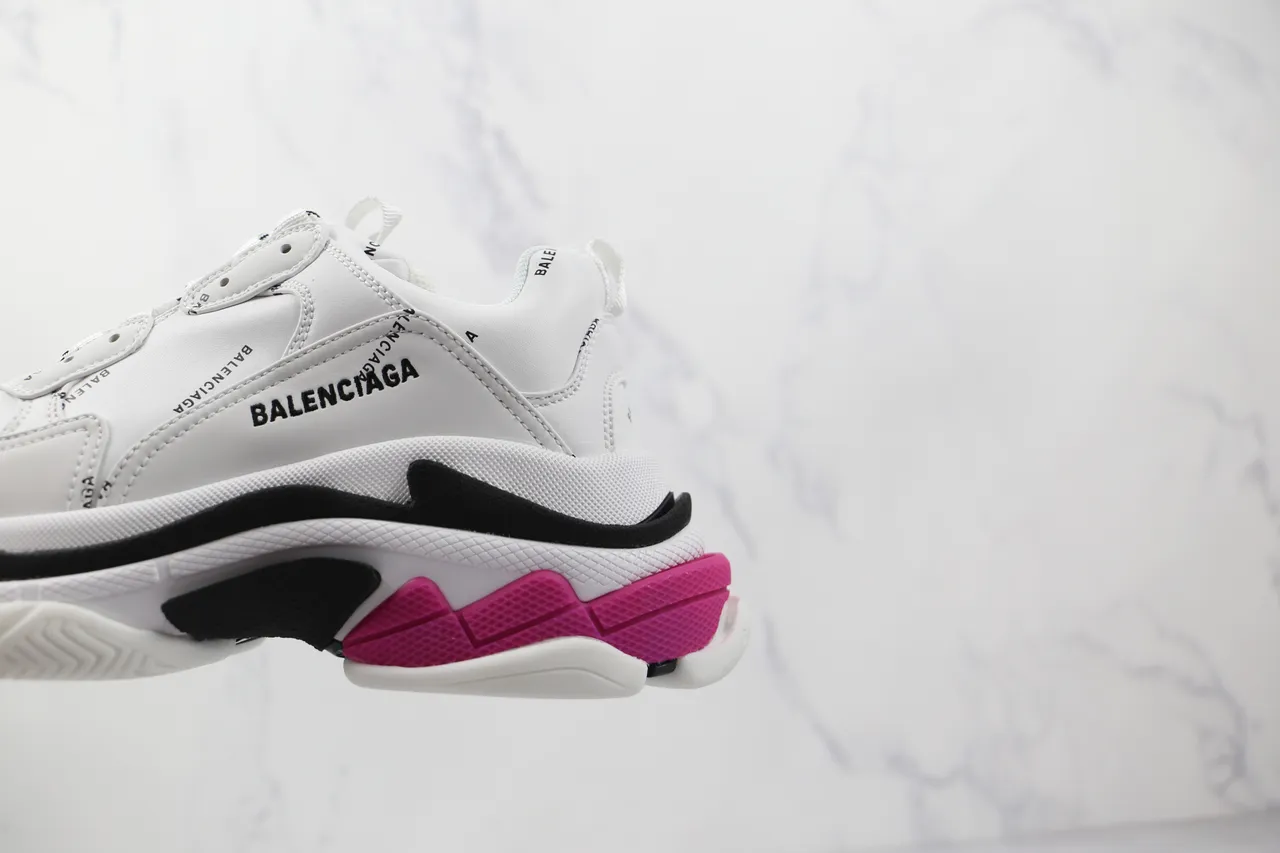 Balenciaga Triple S White Black Pink Chunky Sneakers 3