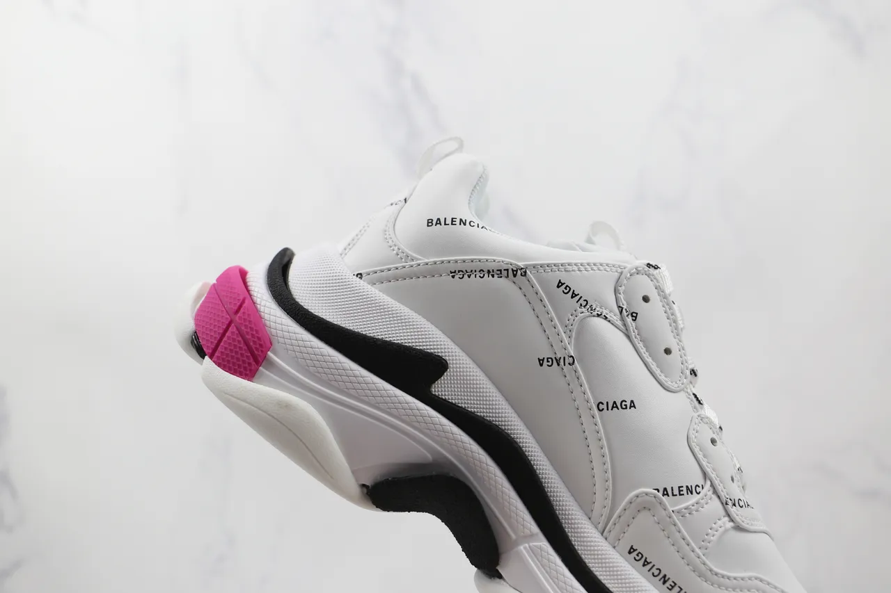 Balenciaga Triple S White Black Pink Chunky Sneakers 6