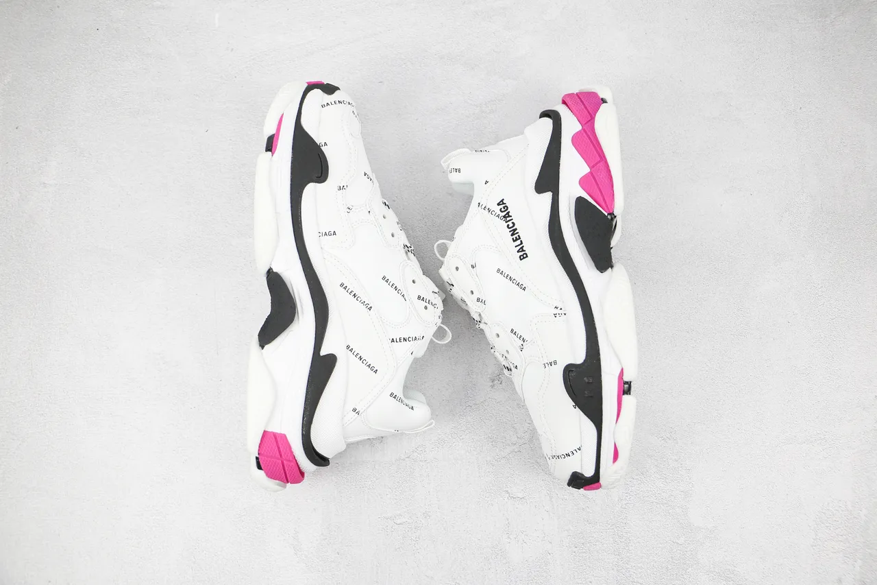 Balenciaga Triple S White Black Pink Chunky Sneakers 9