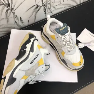 Balenciaga Triple S White Yellow Black Chunky Sneakers
