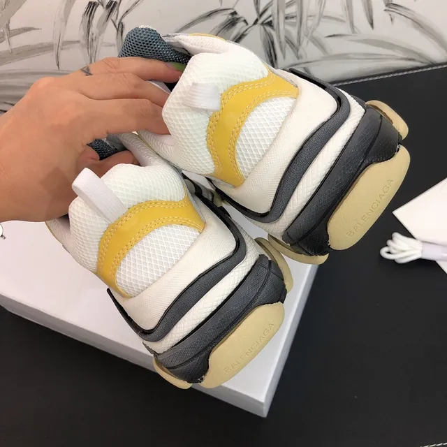 Balenciaga Triple S White Yellow Black Chunky Sneakers 4