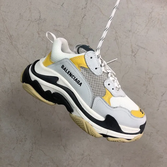 Balenciaga Triple S White Yellow Black Chunky Sneakers 5