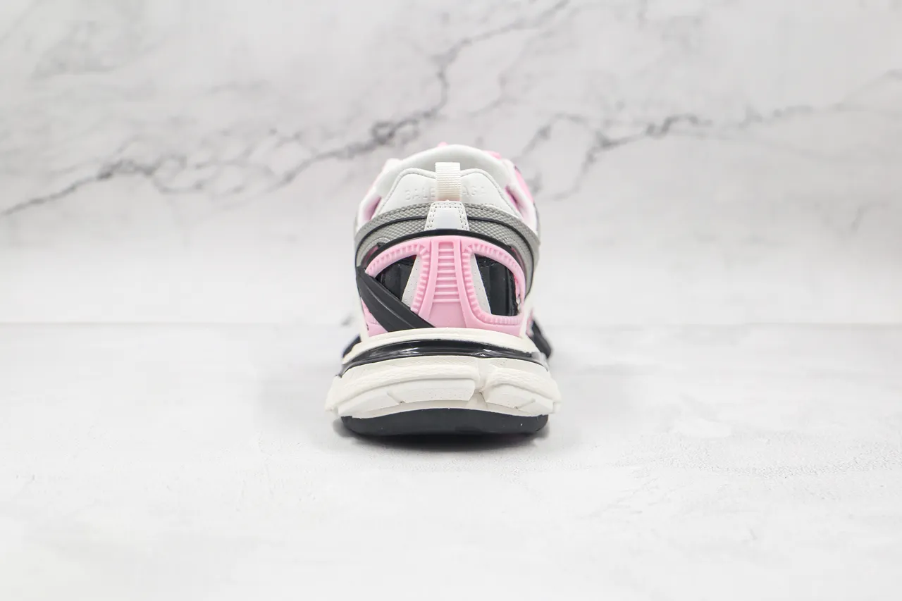 Balenciaga White Pink Platform Sole Multi-Layered Synthetic Cage Chunky Sneakers 2