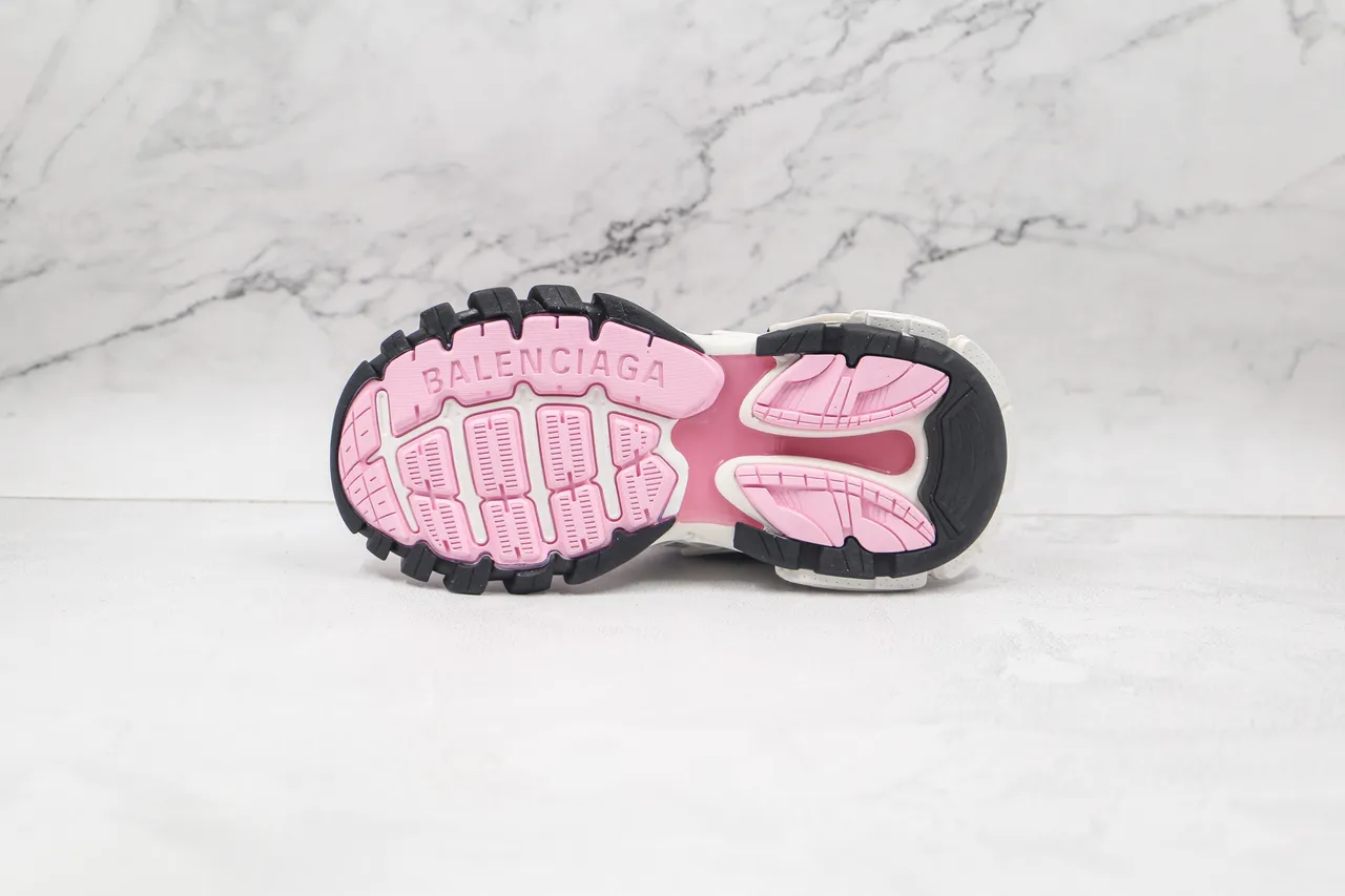Balenciaga White Pink Platform Sole Multi-Layered Synthetic Cage Chunky Sneakers 4