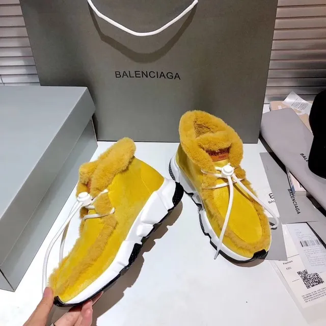 Balenciaga হলুদ সাদা হাই-টপ শিয়ারলিং-ট্রিমড চাঙ্কি স্নিকার্স 2