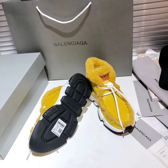 Balenciaga হলুদ সাদা হাই-টপ শিয়ারলিং-ট্রিমড চাঙ্কি স্নিকার্স 3