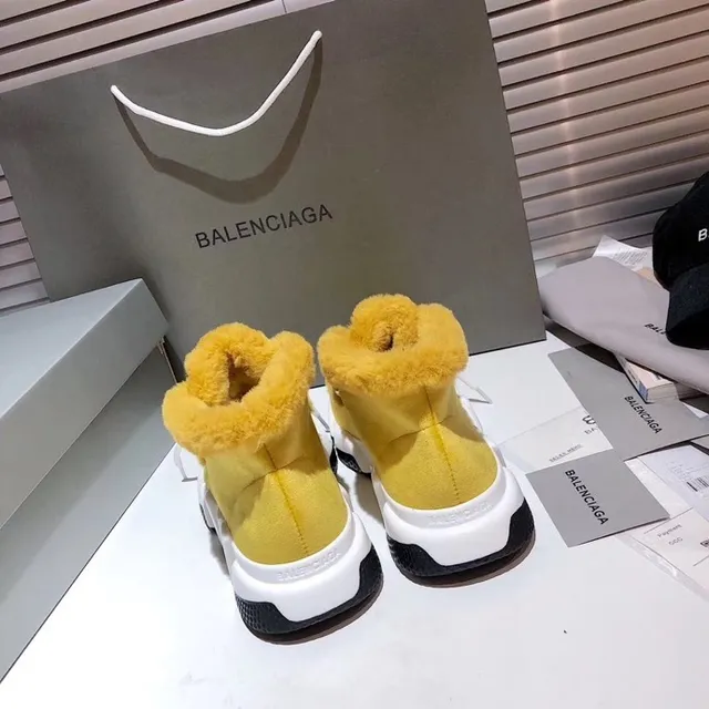 Balenciaga হলুদ সাদা হাই-টপ শিয়ারলিং-ট্রিমড চাঙ্কি স্নিকার্স 4